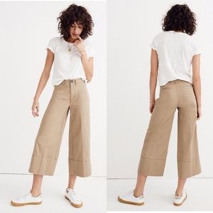 Madewell Langford Wide-Leg Crop Pants in Light Latte